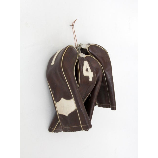 Vintage 1950s Golf Club Head Covers Set of 4 Brown and Cream For Sale - Image 6 of 12