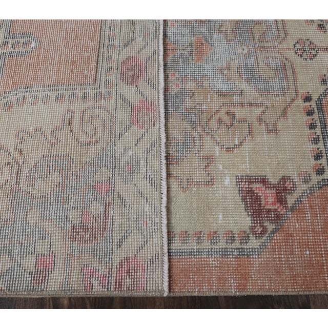 Textile 1970s Vintage Turkish Oushak Handmade Pink Wool Rug For Sale - Image 7 of 8