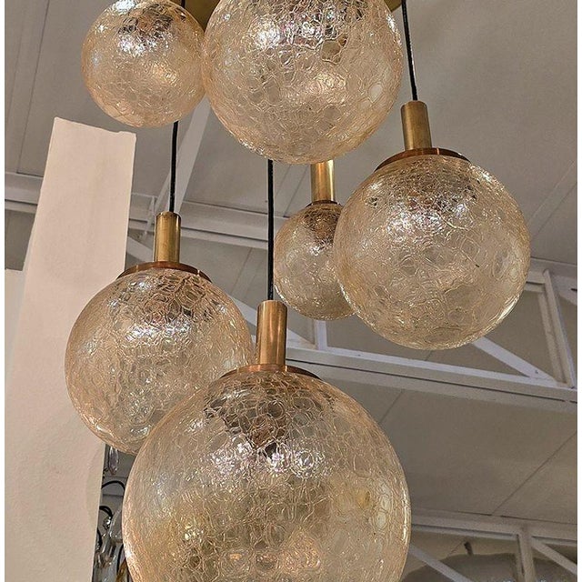 1970s Murano Glass, Mid Century Modern Flush Mount Chandelier For Sale - Image 9 of 11
