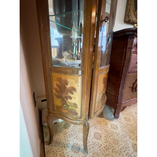 Antique French Louis XV Style Vernis Martin Vitrine Cabinet For Sale - Image 14 of 15