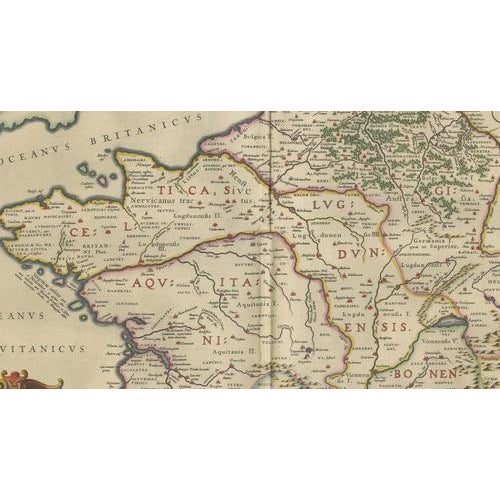 Map of Caesar's Gallia Veteris Ancient Gaul from Blaeu, France, 1642 For Sale - Image 10 of 13