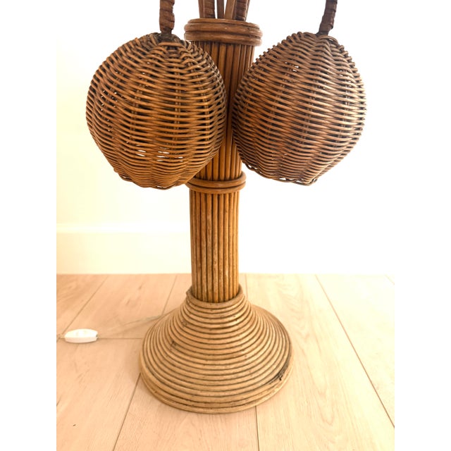 Vintage Split Reed Palm Tree Table Lamp For Sale - Image 10 of 11