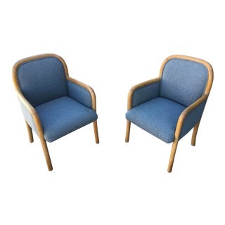 1980s Vintage Sculptural Oak Frame Arm Chairs - a Pair For Sale