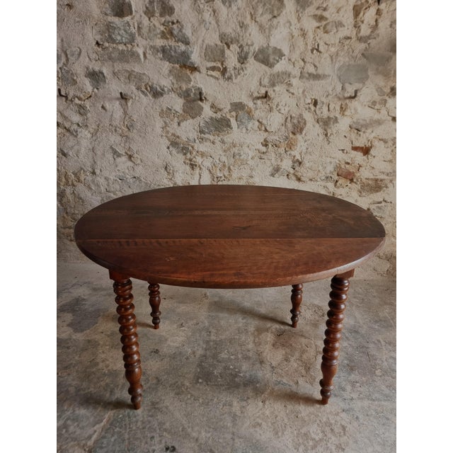 Antique French Walnut Drop-Leaf Round Table, 1890s For Sale - Image 11 of 18