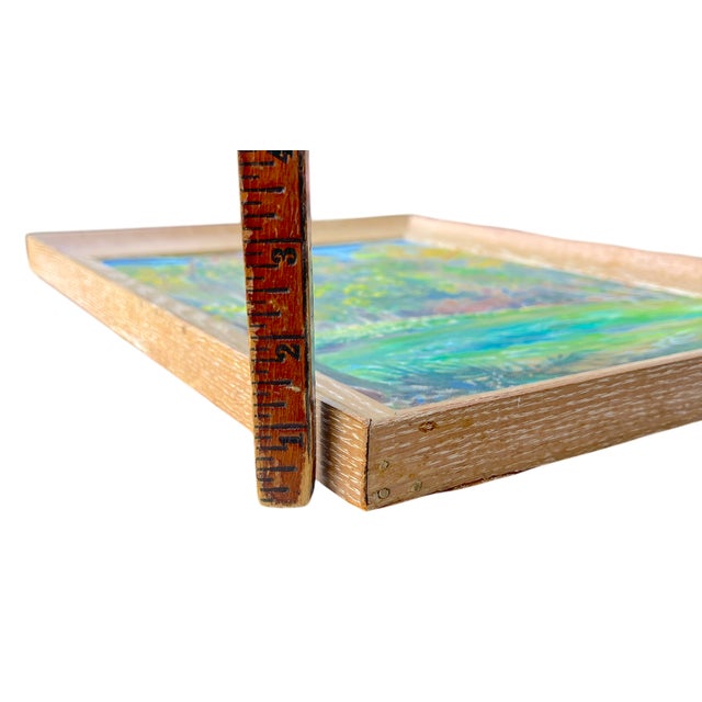 Green Vintage Florida Spring Landscape Painting in the Highwaymen Style in Pickled Cerused Wood Frame, Mid-20th Century For Sale - Image 8 of 9