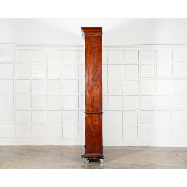 Wood Large Antique English Mahogany Glazed Library Bookcase, 1870 For Sale - Image 7 of 18