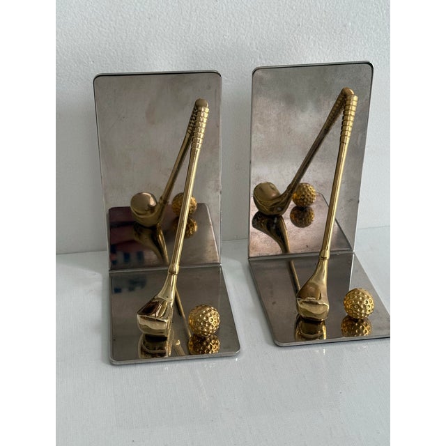 Late 20th Century Brass and Chrome Golf Bookends For Sale - Image 6 of 8