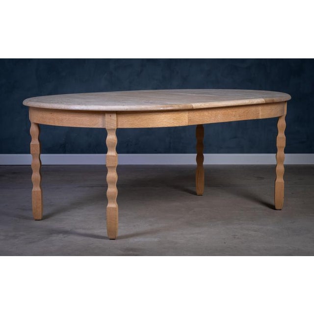 Brown Brutalist Oak Dining Table by Henning Kjærnulf, 1970s For Sale - Image 8 of 13