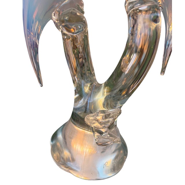 Renato Anatra Renato Anatra Murano Glass Cockatoo Sculpture in Pink & Opalescent. Circa 1970's For Sale - Image 4 of 9