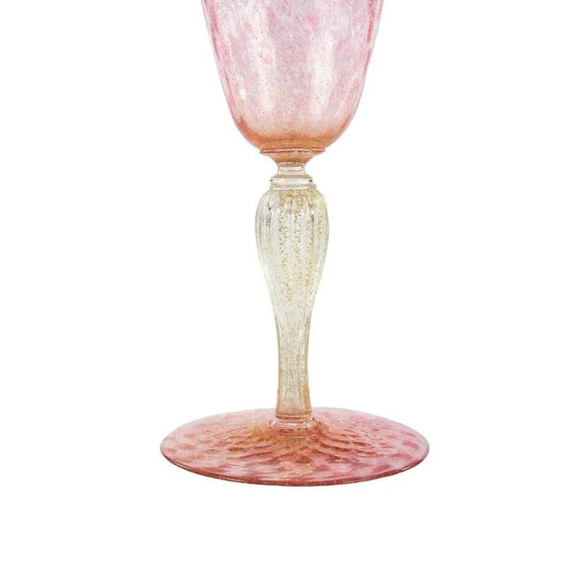 Murano Pink Salviati -Beautiful Set of 3 Wine Goblets -C1920s For Sale - Image 4 of 5