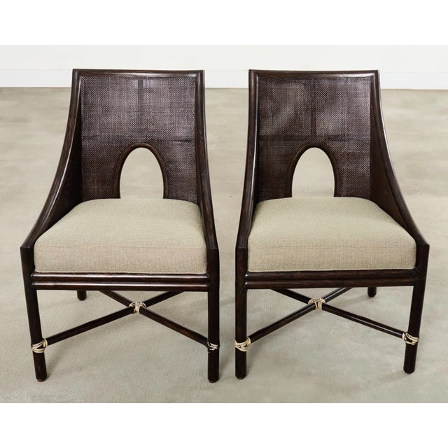 McGuire Set of Ten Barbara Barry for McGuire Caned Dining Armchairs For Sale - Image 4 of 18