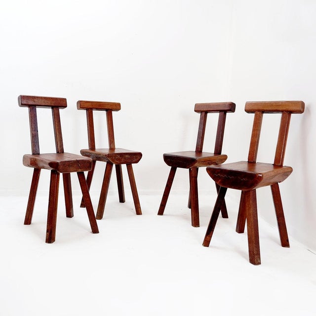 Brutalist Chair from Mobichalet, Belgium, 1950s, Set of 4 For Sale - Image 10 of 16