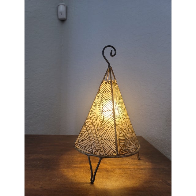 Contemporary 14" Black and White Moroccan Traditional Henna Lamp For Sale - Image 9 of 9