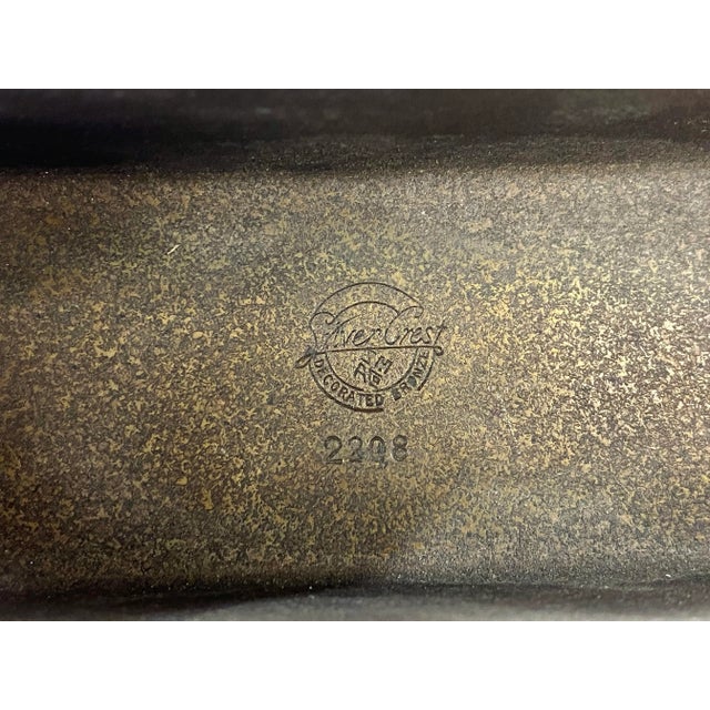 Vintage Arts & Crafts Hammered Bronze Inkwell & Letter Holder Desk Set For Sale - Image 10 of 11