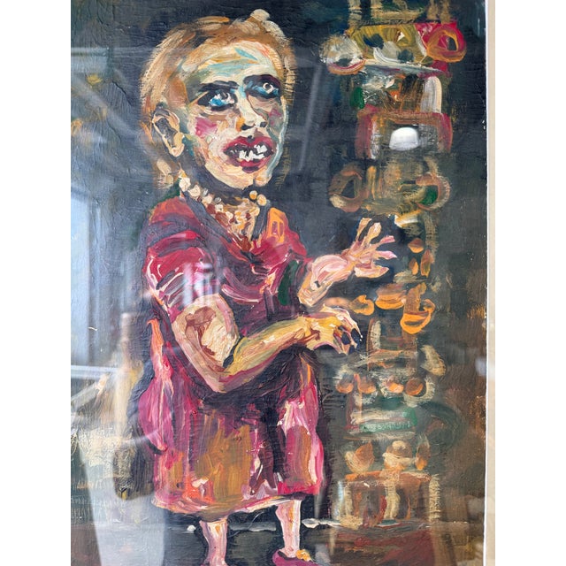 1970s 1970’s Antonia Eiriz Impressionist Abstract Woman Oil on Board Painting – Framed Under Glass For Sale - Image 5 of 12