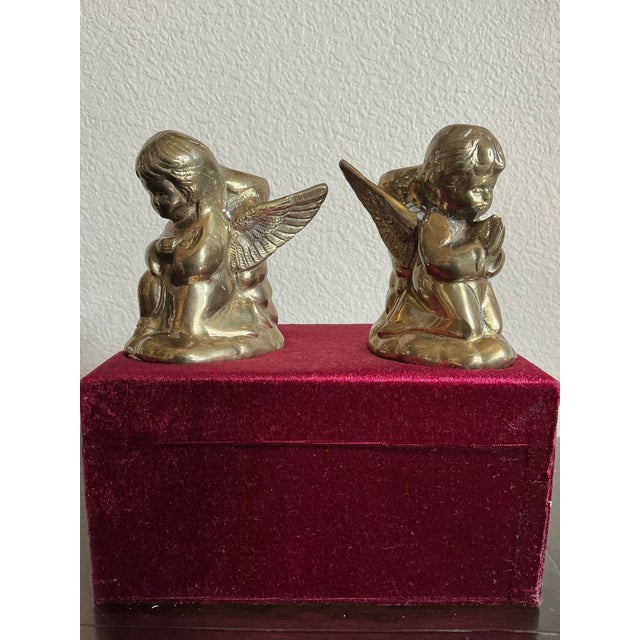 Pair of Vintage Bronze Angel Cherub Candleholders For Sale - Image 11 of 12