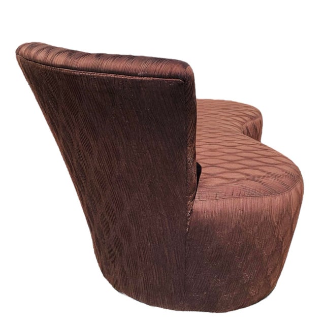 Eggplant 1990 Postmodern Kagan Style Biomorphic Kidney Bean Shaped Curved Platform Sofa For Sale - Image 8 of 10