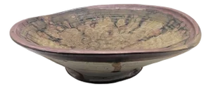 Vintage Artist Signed Glazed Stoneware Decorative Bowl