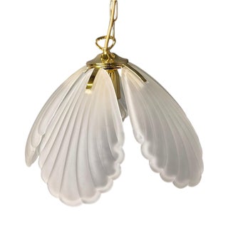 Vintage Italian Glass and Brass Chandelier, 1970s For Sale