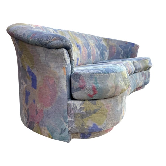 1990 Postmodern Kagan Style Biomorphic Kidney Bean Shaped Curved Platform Carson’s Sofa For Sale - Image 10 of 12