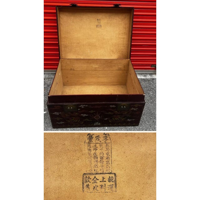 Late 19th Century Chinese Hand-Painted Vellum Leather Trunk For Sale - Image 12 of 12