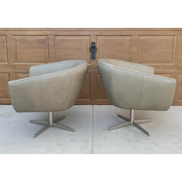 Modern Leather Swivel Bucket Chairs a Pair Chairish