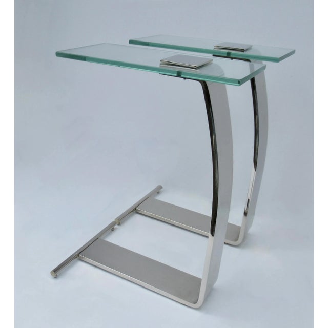 C.1970's - C.1980's Design Institute of America "D. I. A."- Polished Nickel Over Steel & Glass Cigarette, Accent Tables -Pair For Sale - Image 11 of 12
