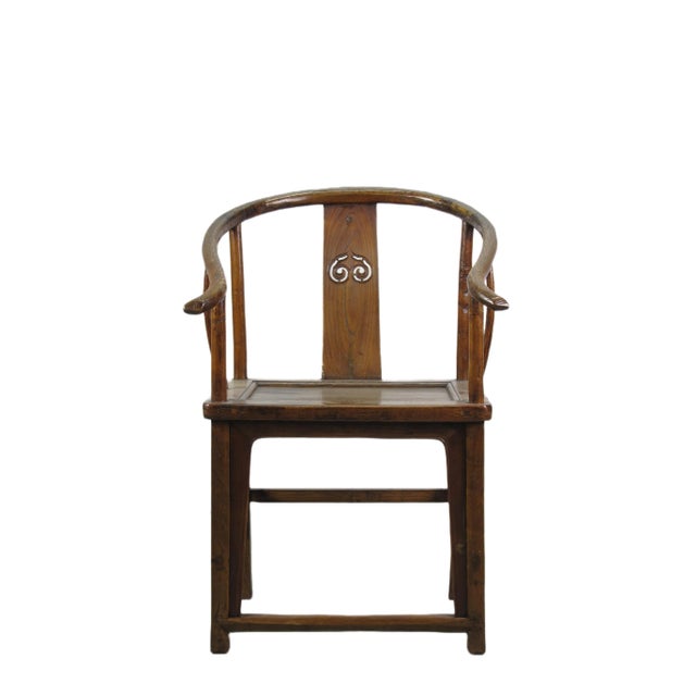 Chinese Antique Chinese Round Back Arm Chairs For Sale - Image 3 of 11