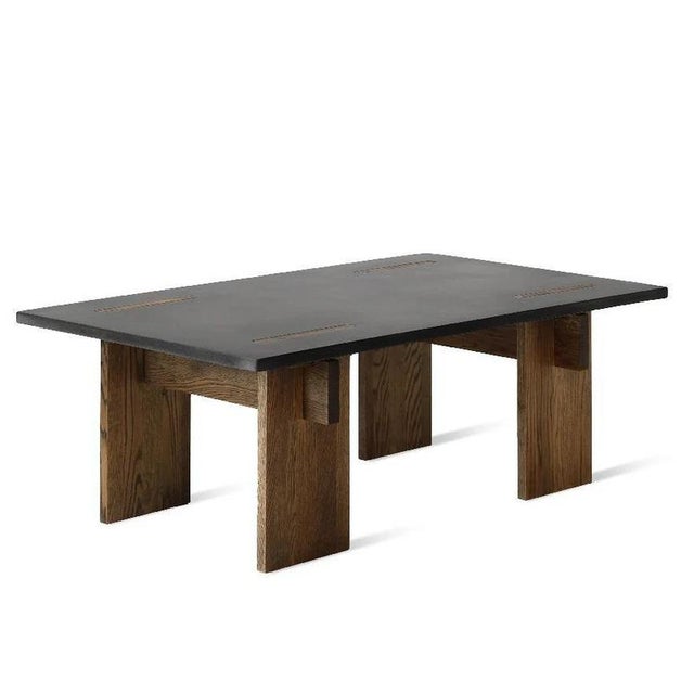 Arnold Dark Concrete Top and Dark Oak Legs Coffee Table by Eberhart Furniture For Sale - Image 10 of 12