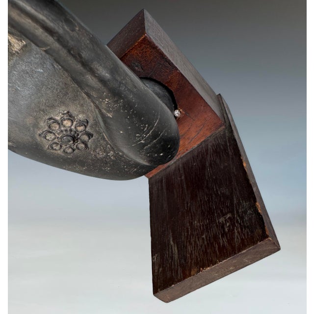Bronze Buddha Hand Mounted on Wood Base For Sale - Image 4 of 6