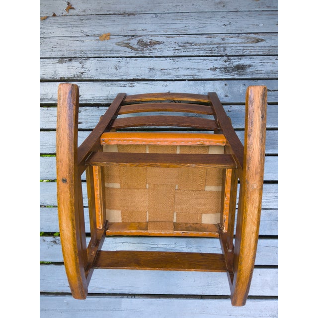 Child's Solid Oak Mission Leather Rocking Chair