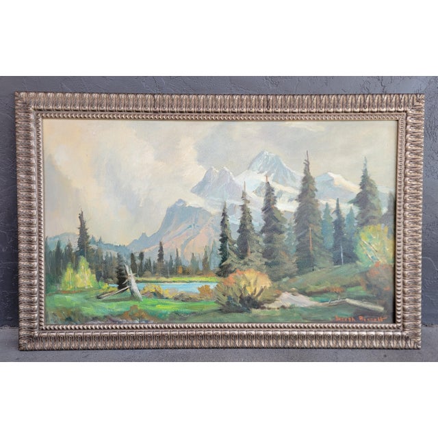 Green California Impressionistic Mountain Landscape Painting by Joseph H. Bennett For Sale - Image 8 of 9