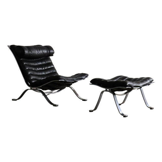 Set of Ari Lounge Chair and Ottoman by Arne Norell for Arne Norell Ab, Sweden, 1966 For Sale