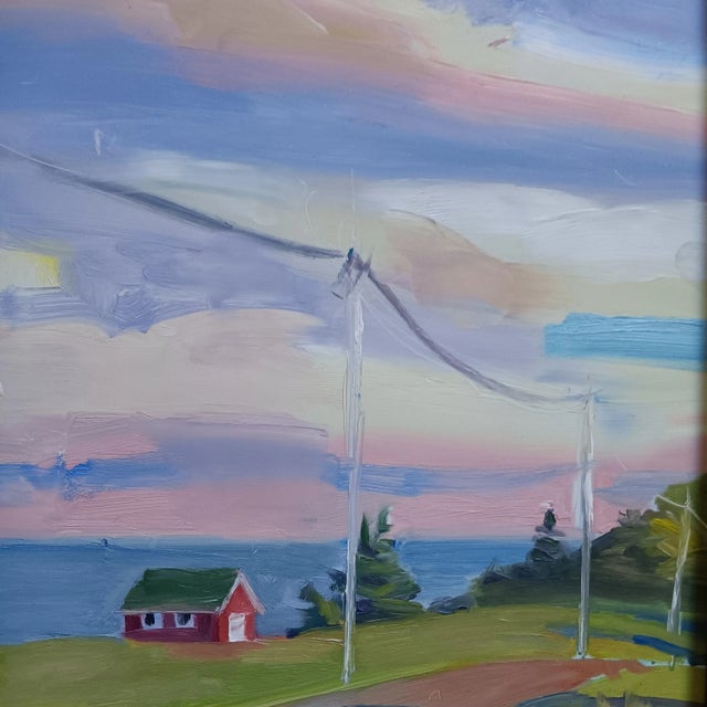 Red Boathouse on Crabtree Point Road Original Oil Painting, Framed For Sale - Image 4 of 5