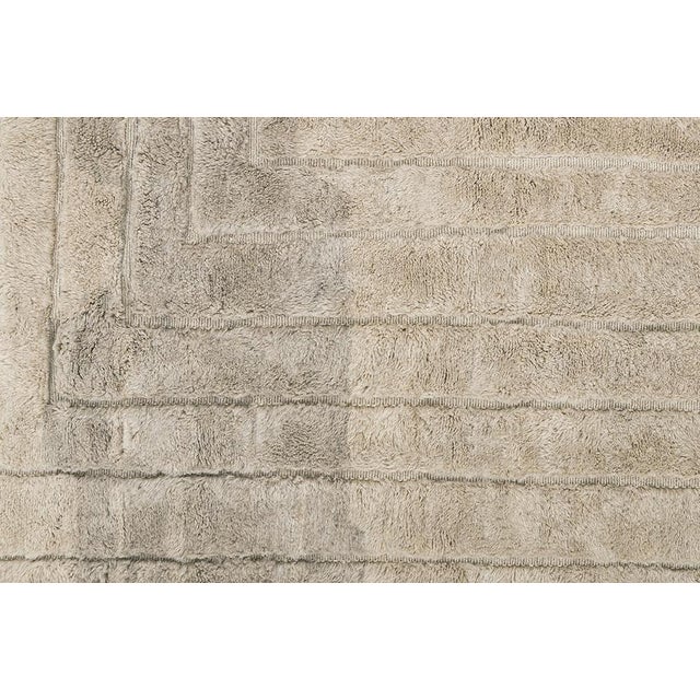 Textile Concentric Frame Geometric Hand-Knotted Moroccan Wool Rug | 11'7" X 8'6" | One of a Kind For Sale - Image 7 of 8