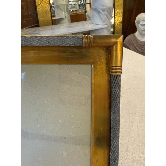 Vintage Italian Brass Photo Frame With Steel Cable Detail, 1970s For Sale - Image 4 of 9