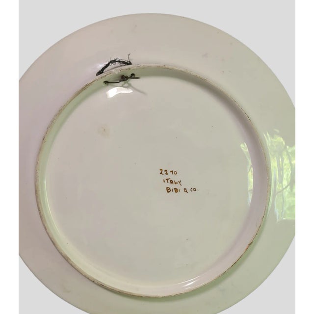 Large Vintage Capodimonte Italian Relief Charger Wall Plate Floral Garland Cherubs Marked For Sale - Image 11 of 11