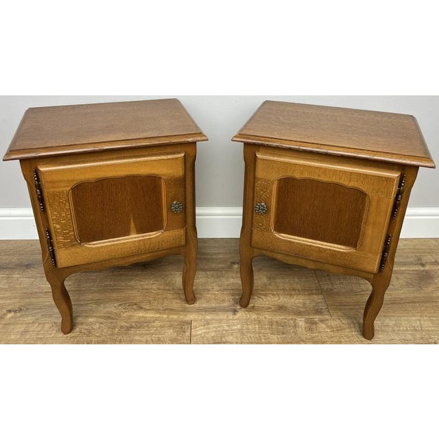 Vintage Louis French Oak Nightstands, Set of 2 For Sale - Image 14 of 14