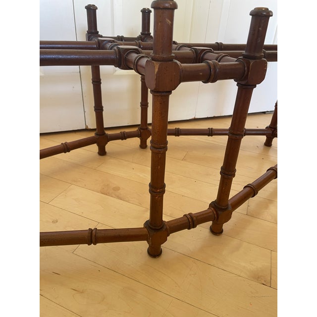 Hollywood Regency Vintage Hollywood Regency Style Faux Bamboo Coffee Table Base in a Dark Wood For Sale - Image 3 of 8