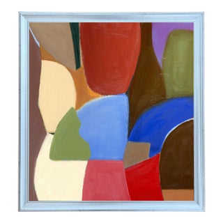 Tranquil Geometry, Contemporary Abstract Oil Painting, Framed For Sale
