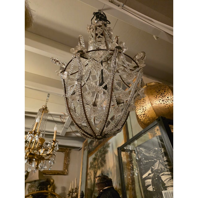 Glass Beaded French Chandelier For Sale - Image 7 of 10