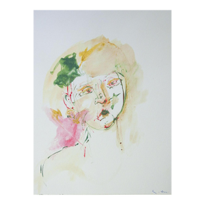 1998 Surreal Portrait Woman and Bird Painting