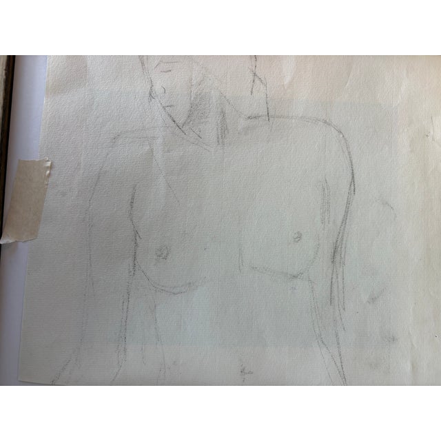 Mid-Century Femme Nue Nude Female Figure Drawing in Graphite, Framed For Sale In Houston - Image 6 of 6