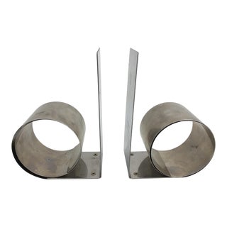 Mid 20th Century Stainless Steel Pharm Bookends - a Pair For Sale