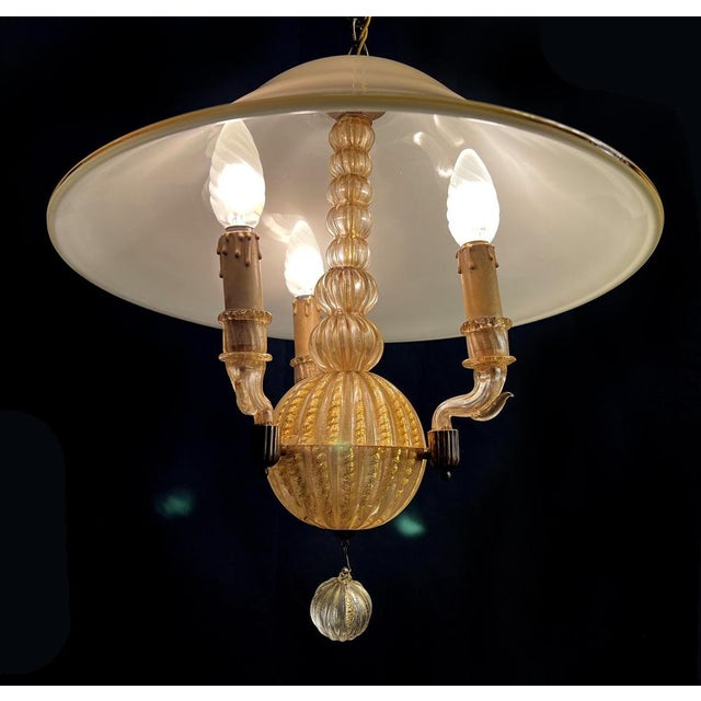 Italian Chandelier with Gold Inclusion by Barovier & Toso, 1940s For Sale - Image 13 of 16