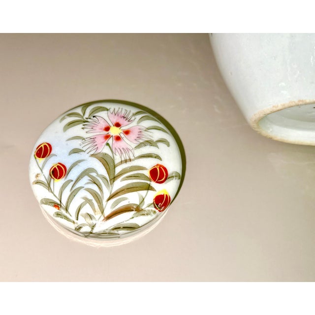 Mid Century Hand Painted Floral Lidded Jar For Sale In New York - Image 6 of 14