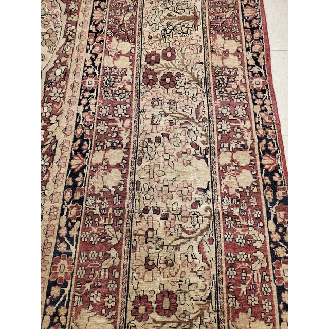 Antique Lavar Kerman Carpet, Fine Persian Oriental Rug Jewel Blue, Gold and Navy For Sale - Image 9 of 18