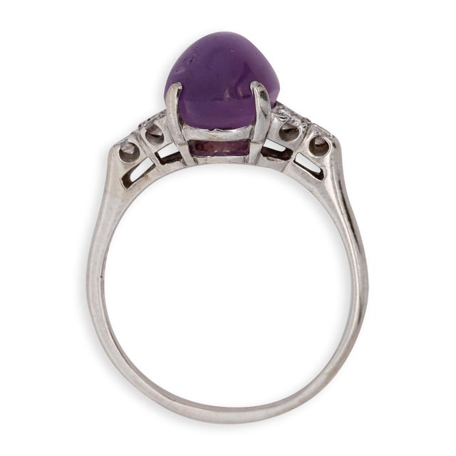Gia Certified 10 Carat No Heat Pink Star Sapphire White Gold Cocktail Ring, Size 10.25 For Sale - Image 4 of 5
