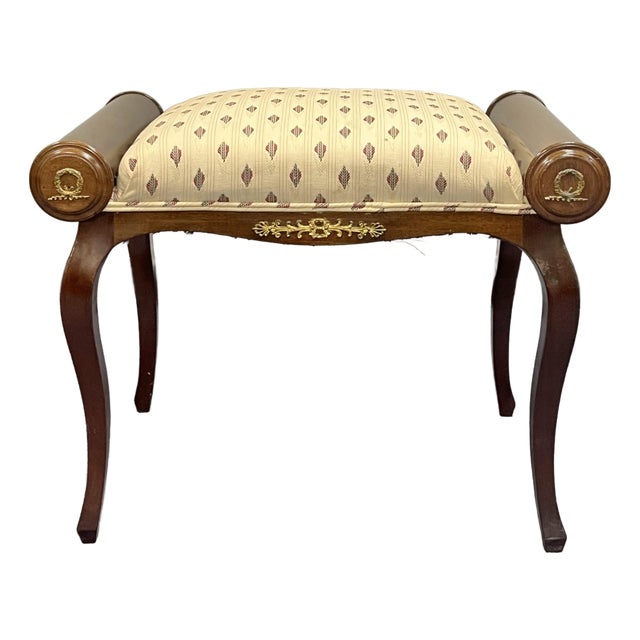 Turn of the Century French Empire Mahogany Bench For Sale