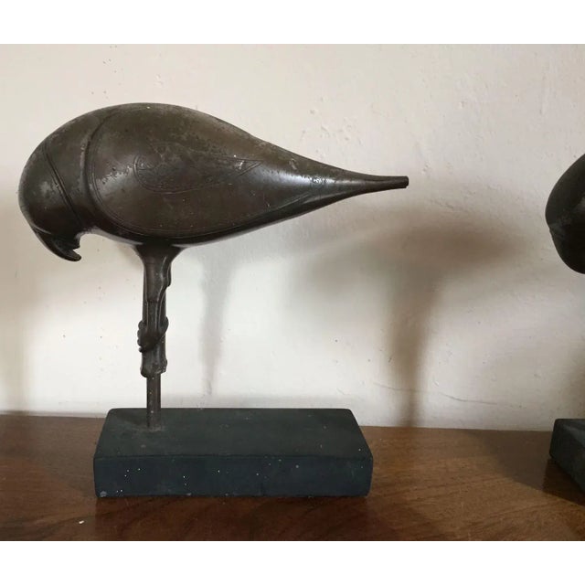 Bronze Antique Bronze Parrots with Incised Decoration - a Pair For Sale - Image 8 of 10